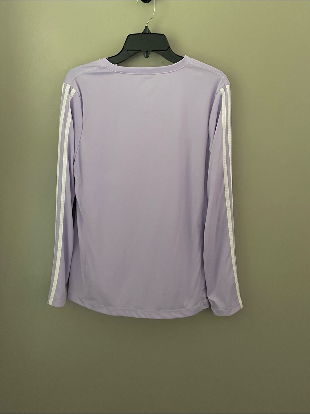 Adidas Lavender Polyester V-Neck Three Stripes Shirt (NWT) - Picture 5 of 7